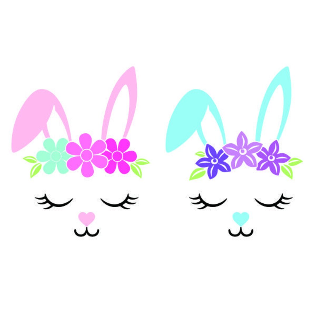 Flowers Bunny Face Cuttable Design SVG PNG DXF & Eps Designs - Etsy