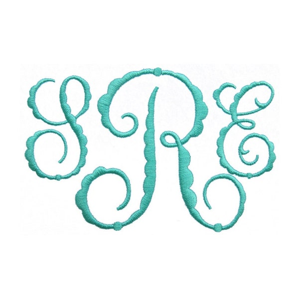 Emma Scallop Embroidery Font - Instant Download PES DST