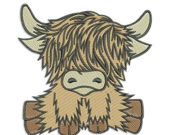 Highland Cow # 2 PES DST Machine Borduurwerk Instant Download Digitale Bestanden