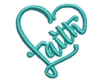 Faith Heart 3D Puff Embroidery Design - Instant Download PES DST