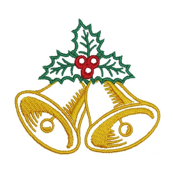 Christmas Holly Bells Embroidery Design - Instant Download PES DST
