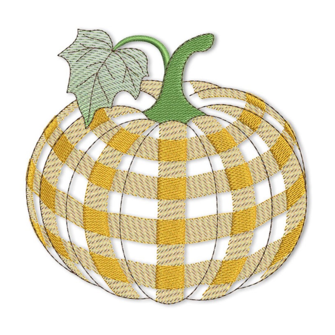 Plaid Pattern Pumpkin 2 PES DST Machine Embroidery Instant Etsy