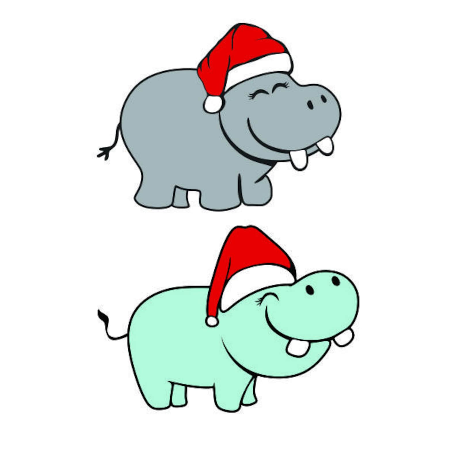 Christmas Santa Hippopotamus Cuttable Design SVG PNG DXF & Eps Etsy Christmas Hippos