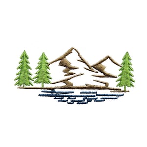Mountain Scene Embroidery Design - Instant Download PES DST