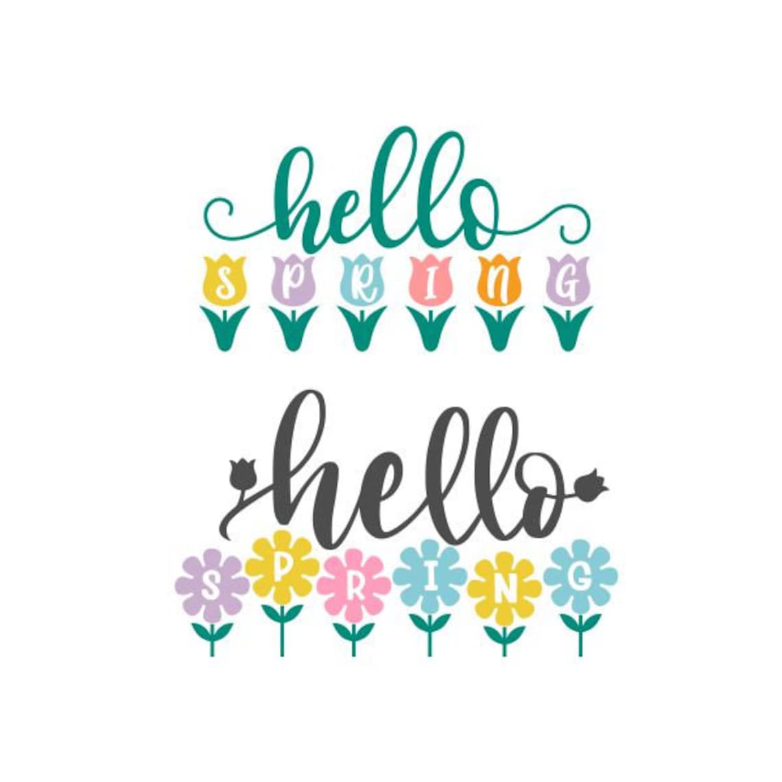 Hello Spring Cuttable Design SVG PNG DXF & Eps Designs Cricut | Etsy