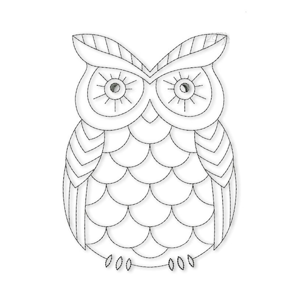 Owl Sketch PES DST Machine Embroidery Instant Download Digital Files