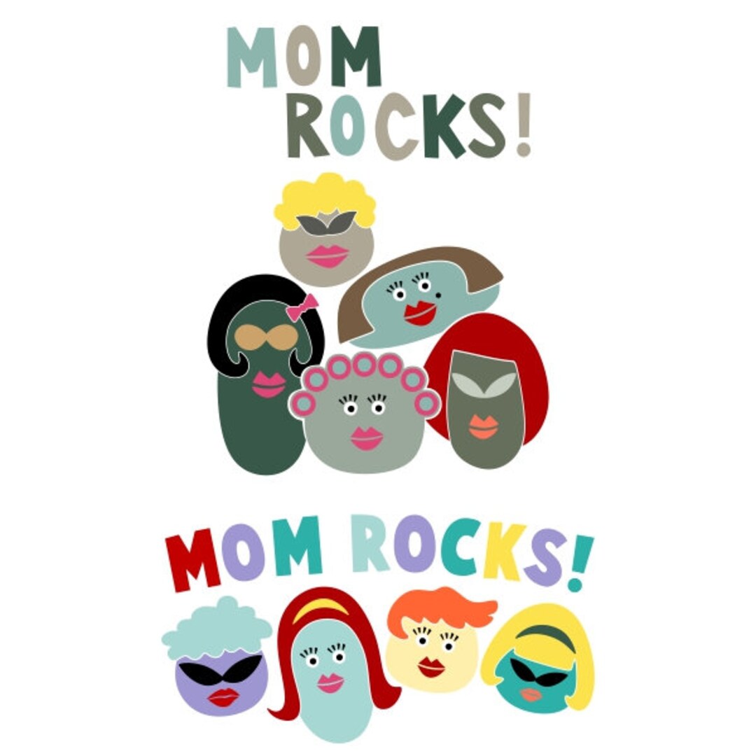 Mom Rocks Card Mom Rocks Cuttable Design SVG PNG DXF & Eps Designs Cricut Cameo File ...