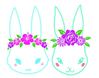 Hip Hop Bunny Face Easter Rabbit Cuttable Design Pack SVG PNG DXF & Eps ...
