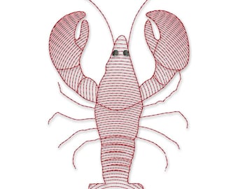 Crawfish Lobster Sketch PES DST Machine Embroidery Instant Download Digital Files