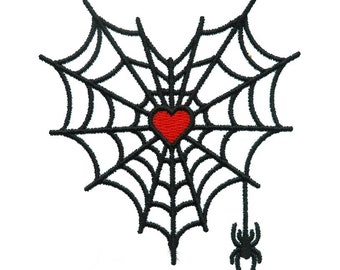 Spider Web Heart Embroidery Design - Instant Download PES DST