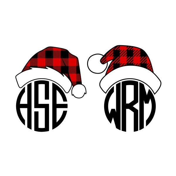 Plaid Santa Hat Monogram Topper Frame Cuttable Design SVG PNG DXF & eps Designs Cricut Cameo File Silhouette