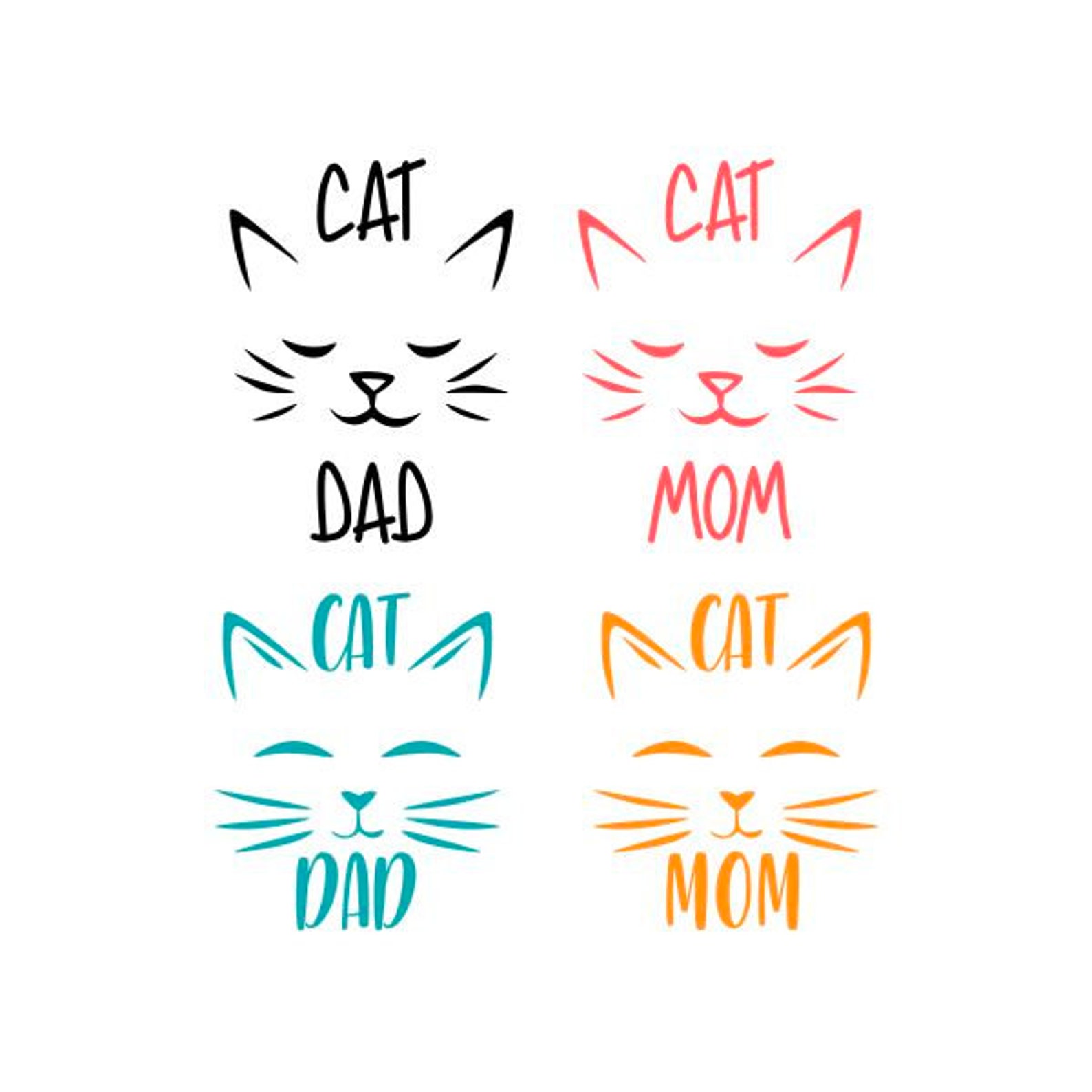 Cat Dad and Cat Mom Cuttable Design SVG PNG DXF & Eps Designs - Etsy