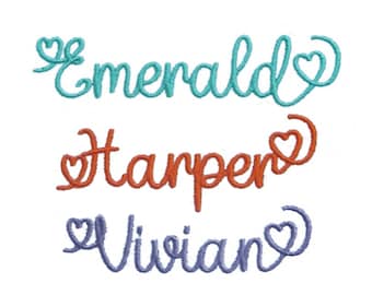 Love Script Heart Machine Embroidery Font - PES DST BX Instant Download