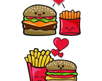 Burger And Fries Cuttable Design SVG PNG DXF & eps Designs Cricut Cameo File Silhouette