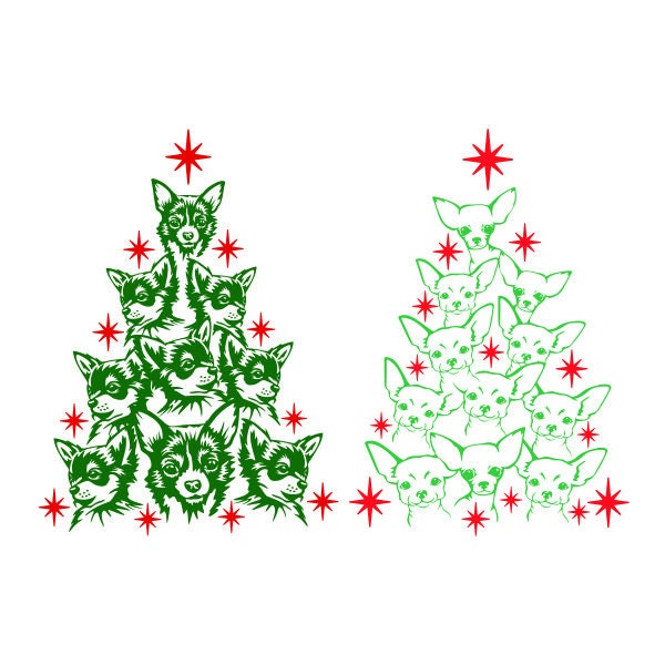 Chihuahua Christmas Tree Cuttable Design SVG PNG DXF & eps Designs Cricut Cameo File Silhouette