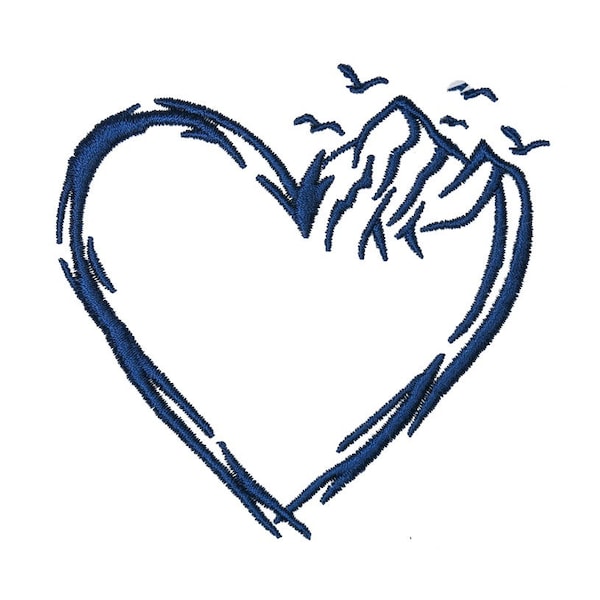 Heart Mountain Embroidery Design - Instant Download PES DST