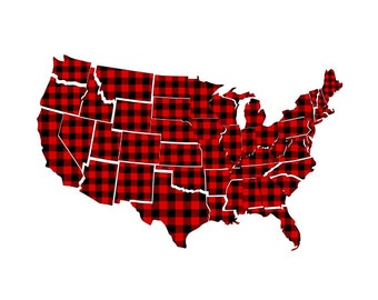 USA States Plaid Map Cuttable Design SVG PNG dxf & eps Designs Cricut Cameo File Silhouette