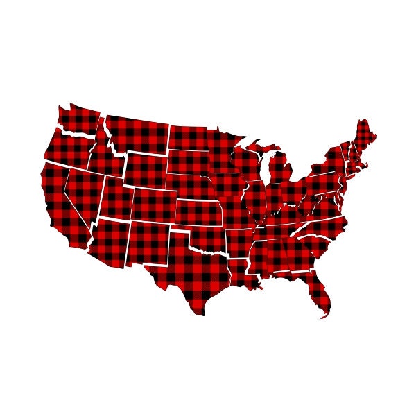 États-Unis Plaid Map Cuttable Design SVG PNG dxf & eps Designs Cricut Cameo File Silhouette