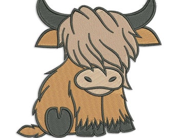 Highland Cow # 1 PES DST Machine Borduurwerk Instant Download Digitale Bestanden