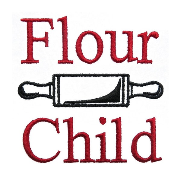 Flour Child Rolling Pin Bake Baking Cooking Chef PES DST Machine Embroidery Instant Download Digital Files