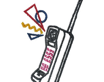 Brick Phone Embroidery Design - Instant Download PES DST