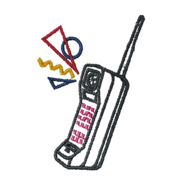 Brick Phone Embroidery Design - Instant Download PES DST