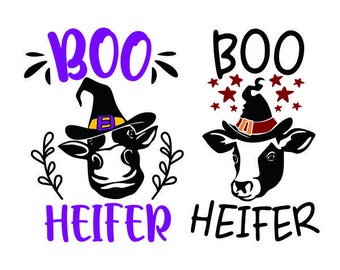 Boo Heifer Cuttable Design SVG PNG DXF & eps Designs Cricut Cameo File Silhouette