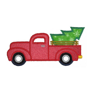Christmas Truck Applique Embroidery Design - Instant Download PES DST