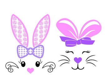 Hip Hop Bunny Face Easter Rabbit Cuttable Design Pack SVG PNG DXF & Eps ...