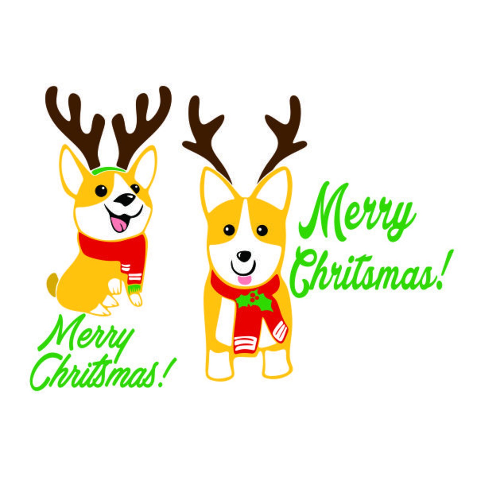 Merry Christmas Corgi Dog Cuttable Design SVG PNG DXF & Eps - Etsy