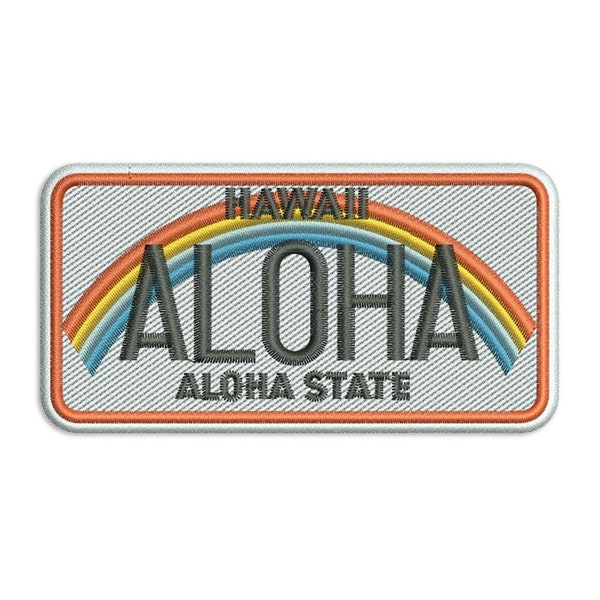 Hawaii Aloha State Rainbow Car Plate PES DST Machine Embroidery Instant Download Digital Files