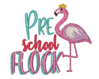 Vorschule Flock Flamingo Stickerei Design - Instant Download PES DST