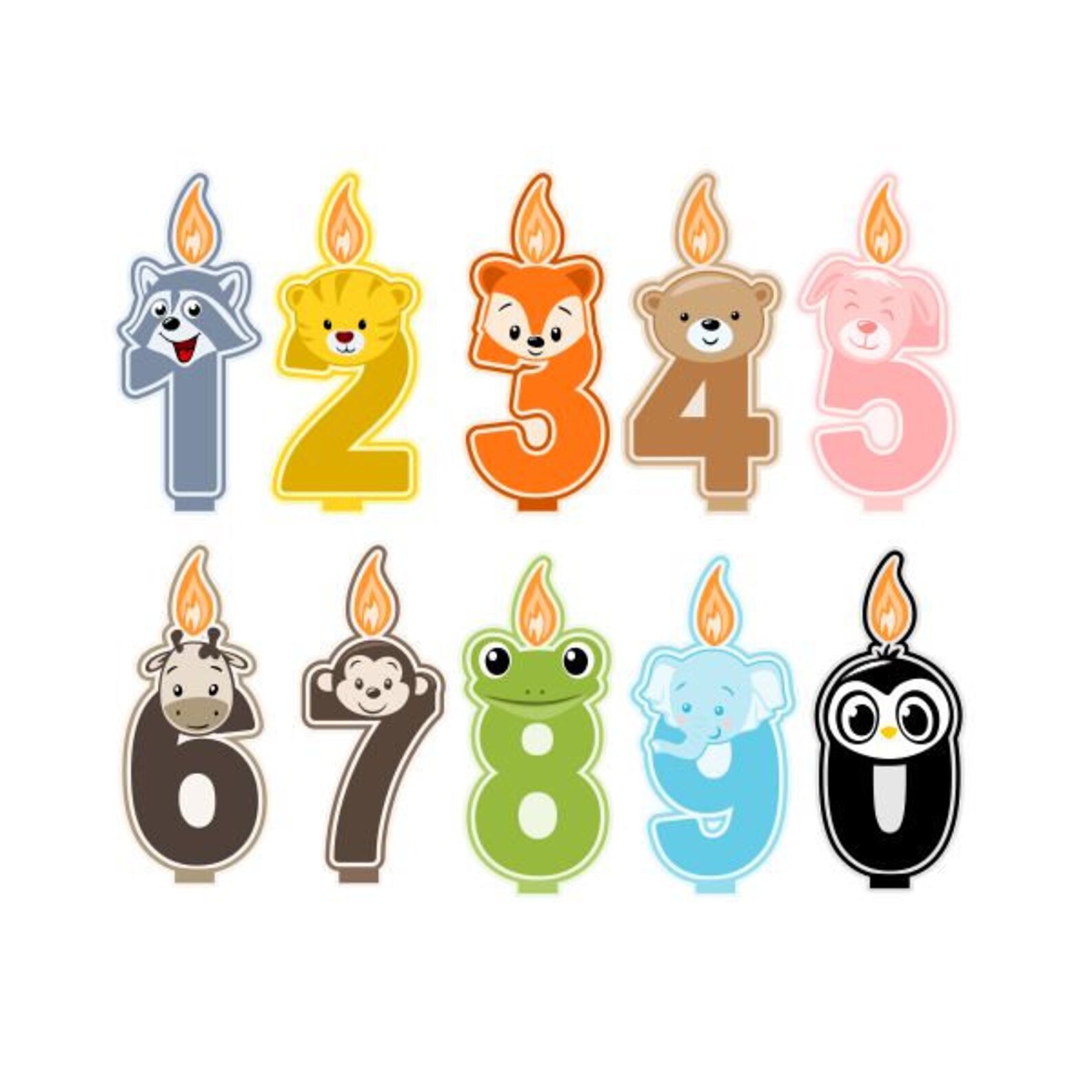 Birthday Number Candles Cuttable Design SVG PNG DXF & Eps | Etsy