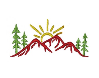 Mountains and Sun Embroidery Design - Instant Download PES DST