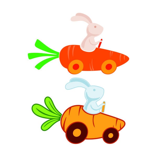 Bunny Carrot Car Cuttable Design SVG PNG DXF & eps Designs Cricut Cameo File Silhouette
