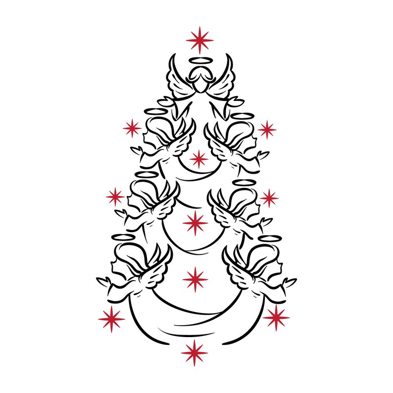 Angel Christmas Tree Cuttable Design SVG PNG DXF & eps Designs Cricut Cameo File Silhouette image 1