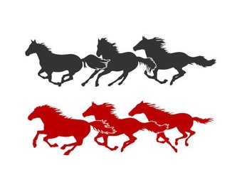 Running Horses Decals Cuttable Design SVG PNG DXF & eps Designs Cricut Cameo File Silhouette