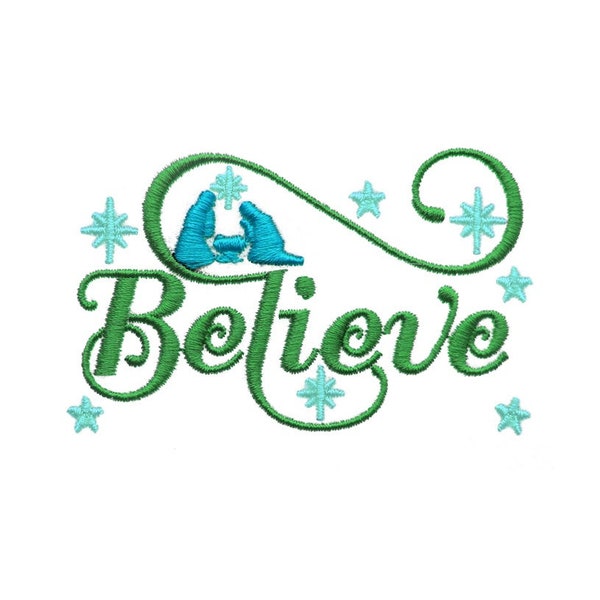Christmas Believe Embroidery Design - Instant Download PES DST