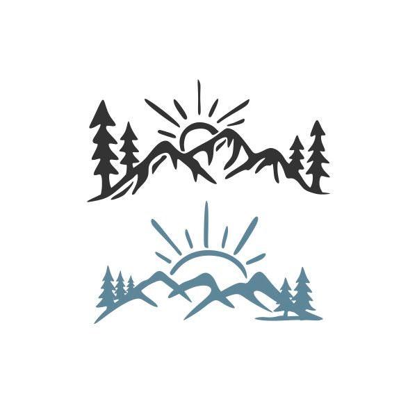 Mountains and Sun Cuttable Design SVG PNG DXF & eps Designs | Etsy