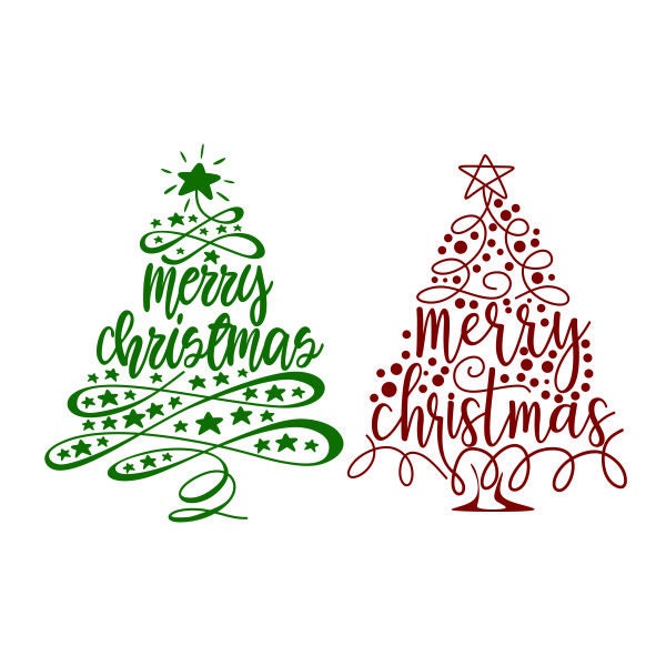 Merry Christmas Tree Cuttable Design SVG PNG DXF & eps Designs Cricut Cameo File Silhouette