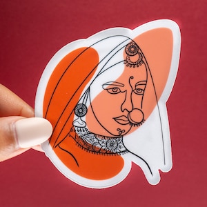 Clear Line Art Sticker: Desi Rani | Bollywood inspiriert Aufkleber | Deepika Padukone Padmavaat | Indischer Desi Bollywood Aufkleber