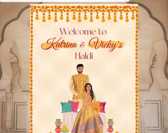Customizable Haldi Welcome Sign: Indian Wedding Template (Digital)