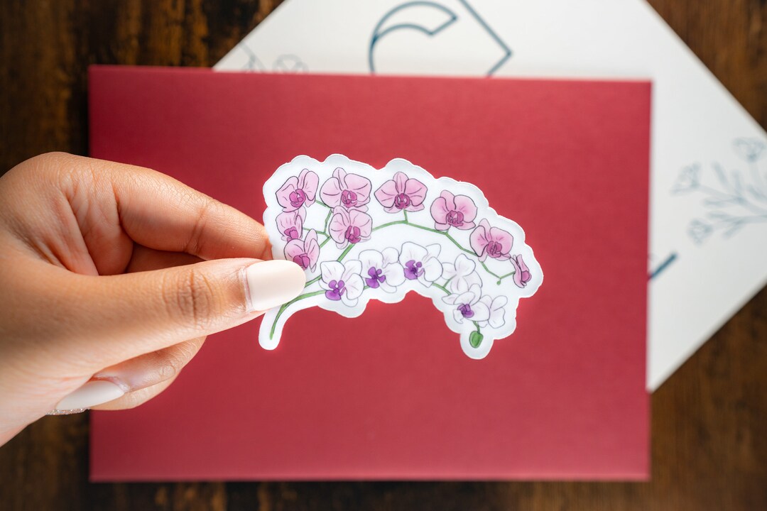 Orchid Sticker Orchid Sticker: Clear Matte Floral Vinyl Decal (3x3in) - Etsy