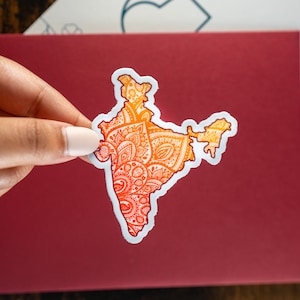 Indien Karte Sticker | Desi Sticker - indisch Mandala Sticker | Braun Südasiatische Kunst Indien Karte Mandala Desi Aufkleber Südindischer Aufkleber