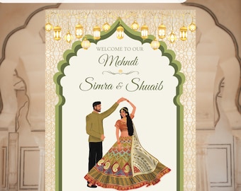 Customizable Mehndi Welcome Sign: Indian Wedding Decor (Digital Download)