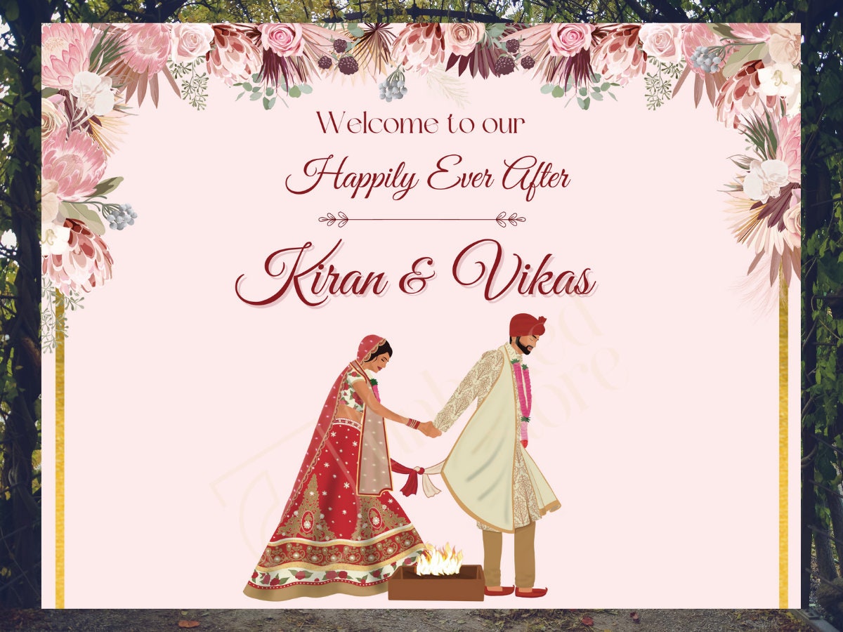 Horizontal Indian Wedding Welcome Sign HASSLE FREE - Etsy Horizontal Indian Wedding Welcome Sign HASSLE FREE - Etsy