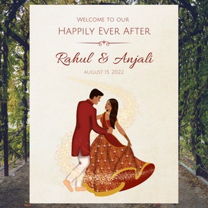 Indian Wedding Entrance Sign | HASSLE FREE Customizable Digital Wedding Sign Template | Cinderella Wedding Entrance Sign | Digital Sign