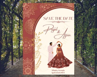 Terracotta Mandala Save the Date: Elegant Indian Wedding (Digital Template)