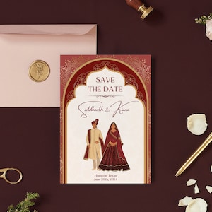 Royal desi Save the Date | Terracotta boogmandala | GEDEELTE GRATIS unieke Indiase bruiloft digitale sjabloon | Wij maken het voor je op maat!