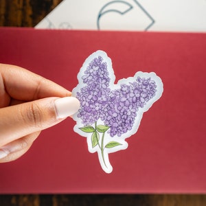 Autocollant lilas mat clair | Autocollant d’art au trait floral violet clair | Autocollant clair 3x3in | Autocollant lilas Autocollant floral | Cadeau pour les filles